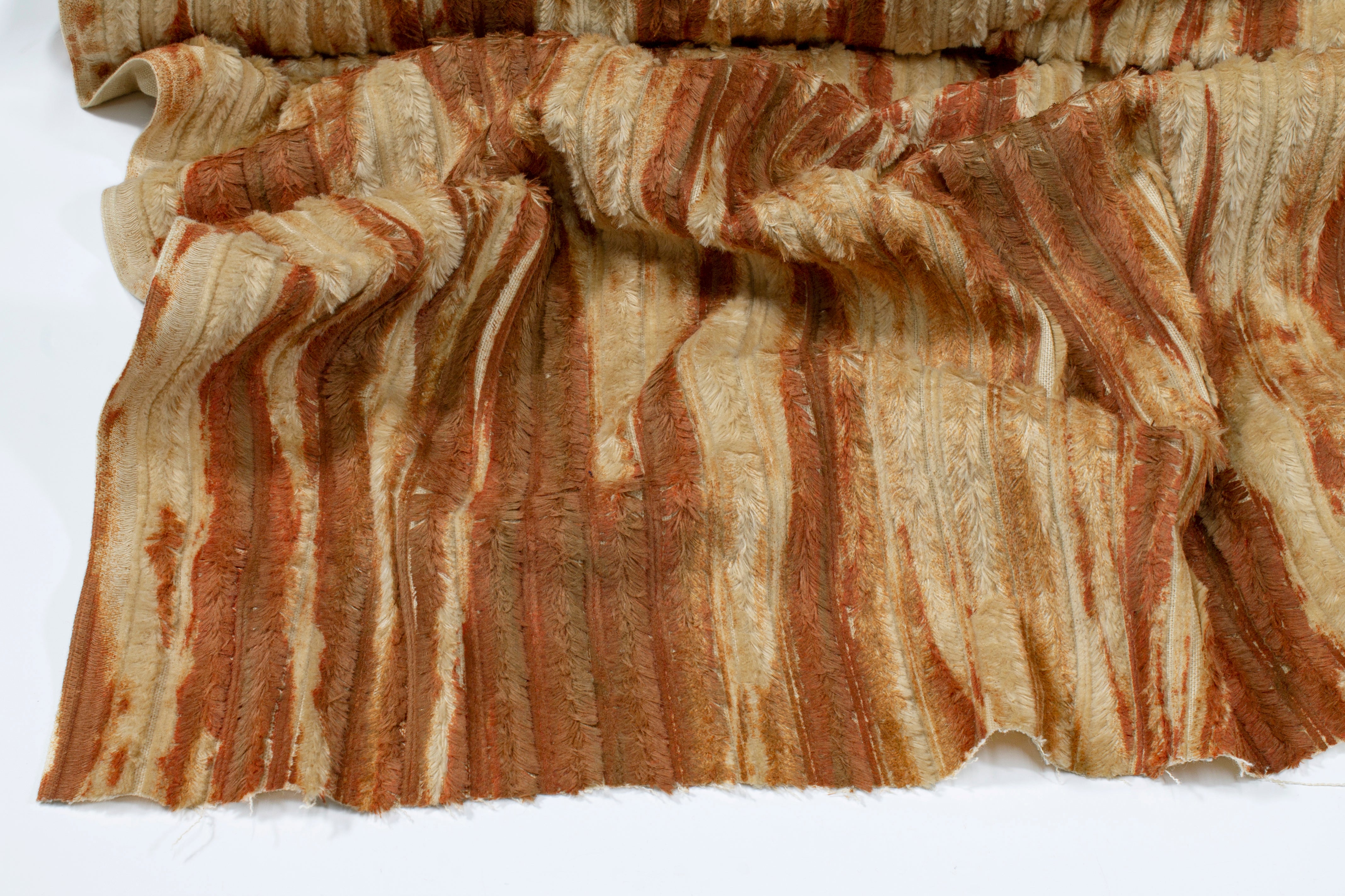 Fringe Striped Rayon with Abstract Print - Brown / Beige