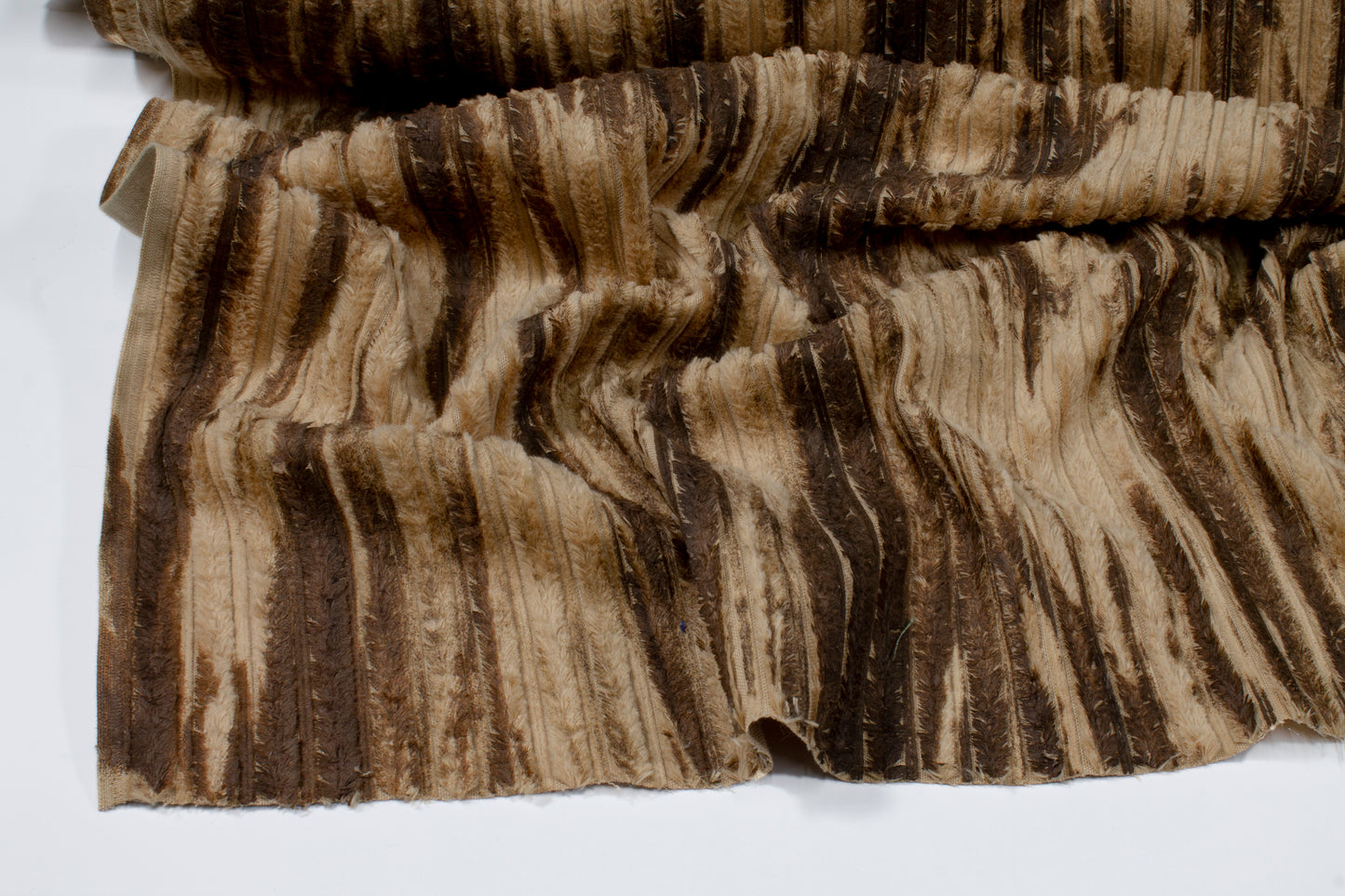 Fringe Striped Rayon with Abstract Print - Brown