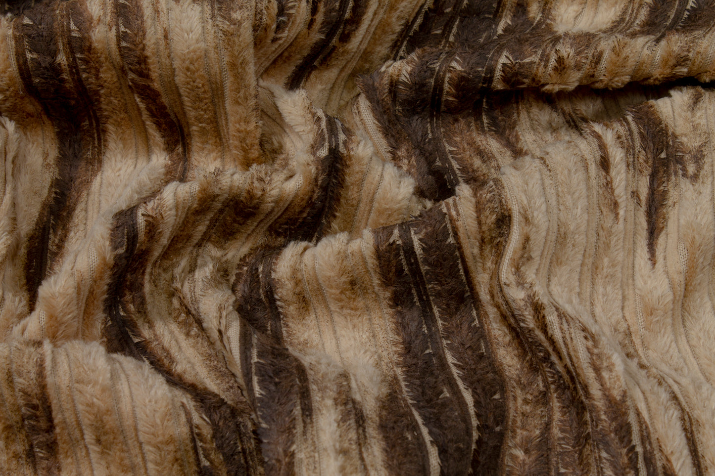 Fringe Striped Rayon with Abstract Print - Brown