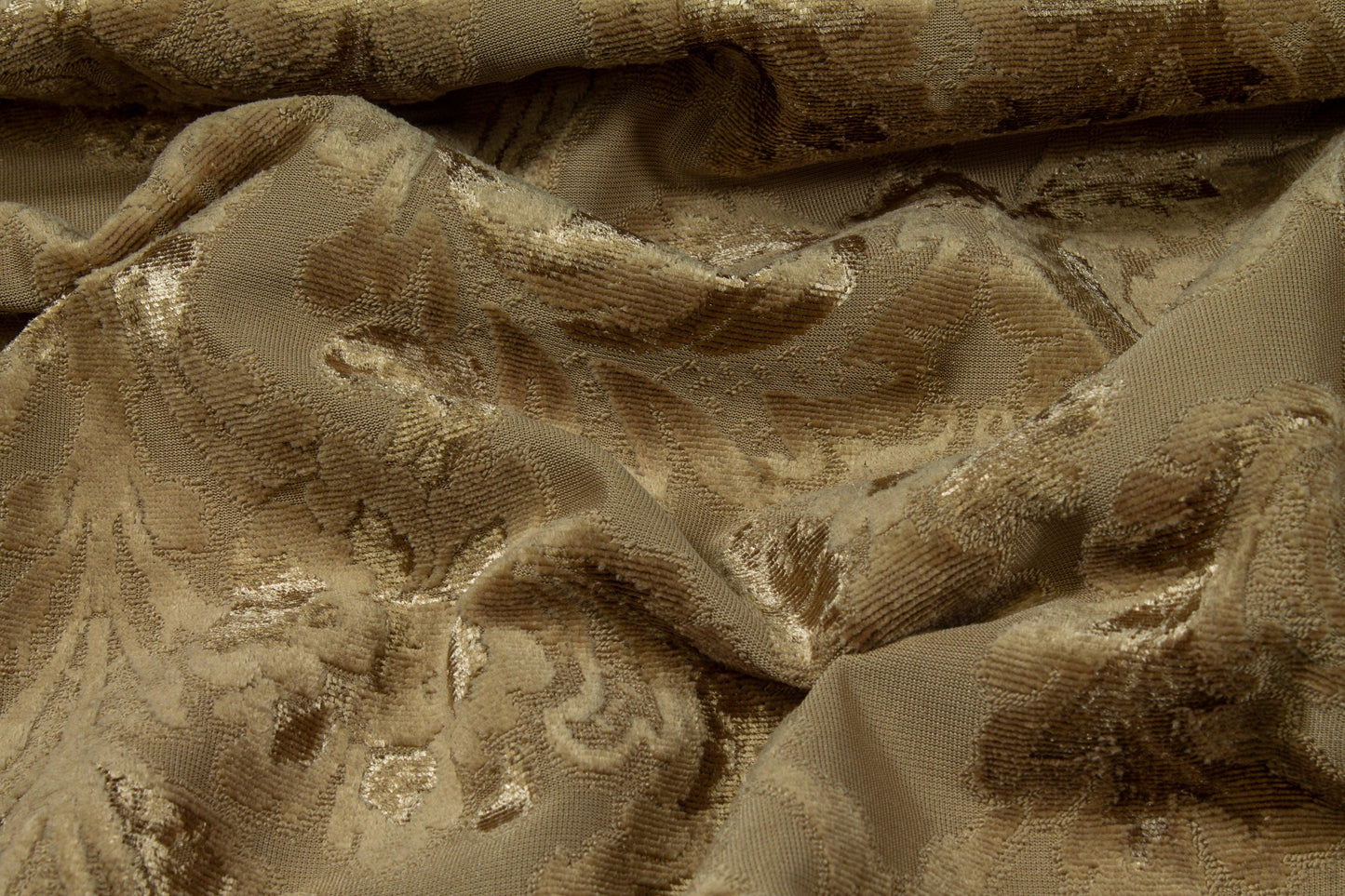 Damask Cut Velvet Upholstery - Gold - Prime Fabrics
