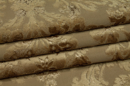 Damask Cut Velvet Upholstery - Gold - Prime Fabrics