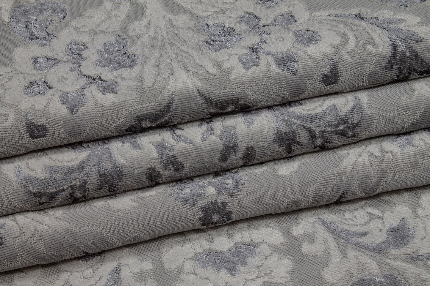 Damask Cut Velvet Upholstery - Gray - Prime Fabrics