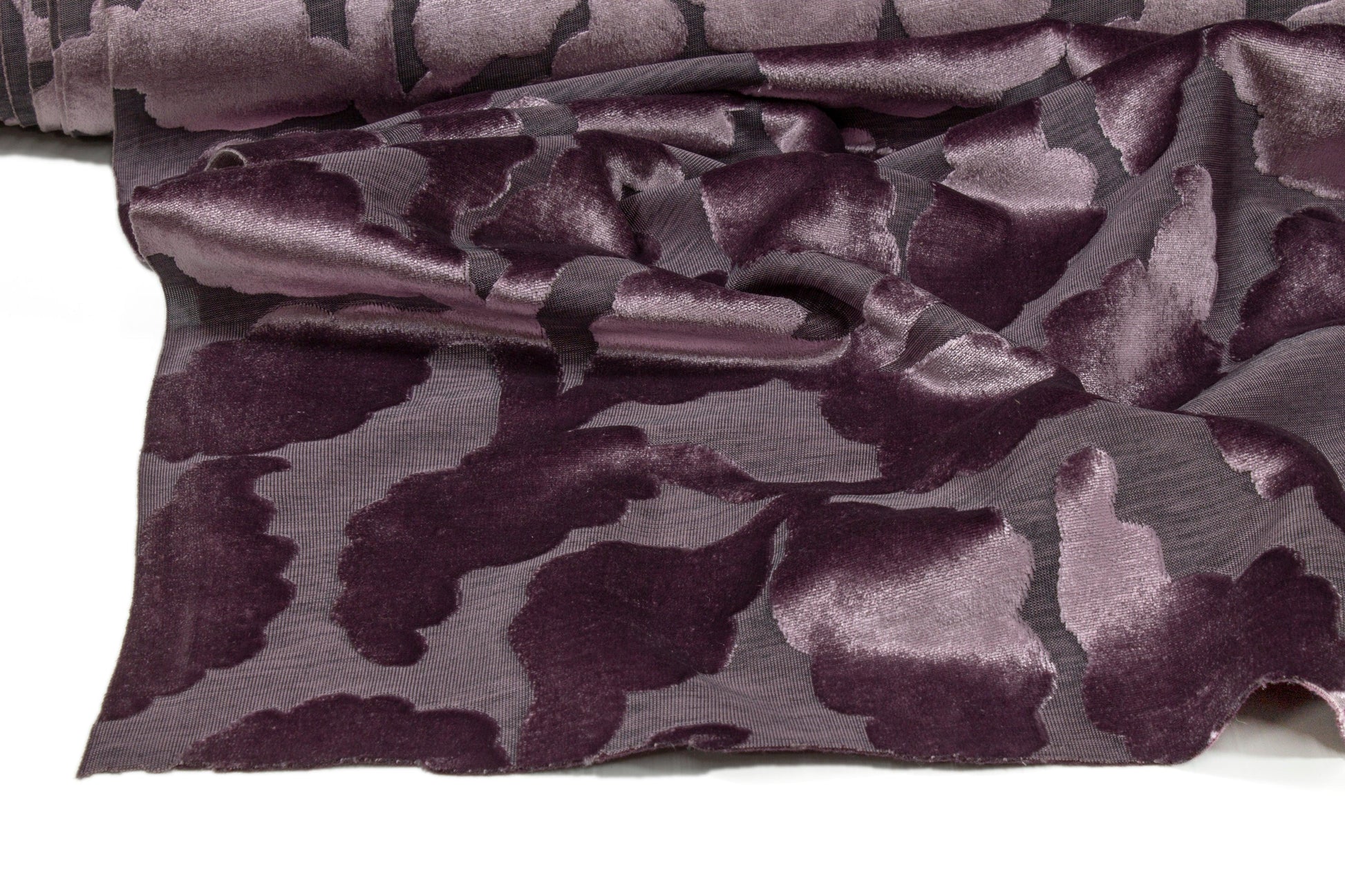 Leaf Cut Velvet Upholstery - Heather Purple - Prime Fabrics