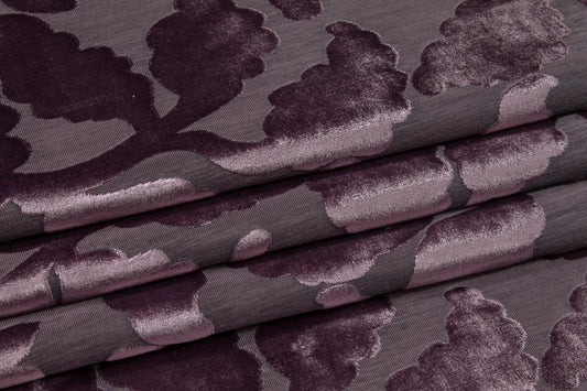 Leaf Cut Velvet Upholstery - Heather Purple - Prime Fabrics