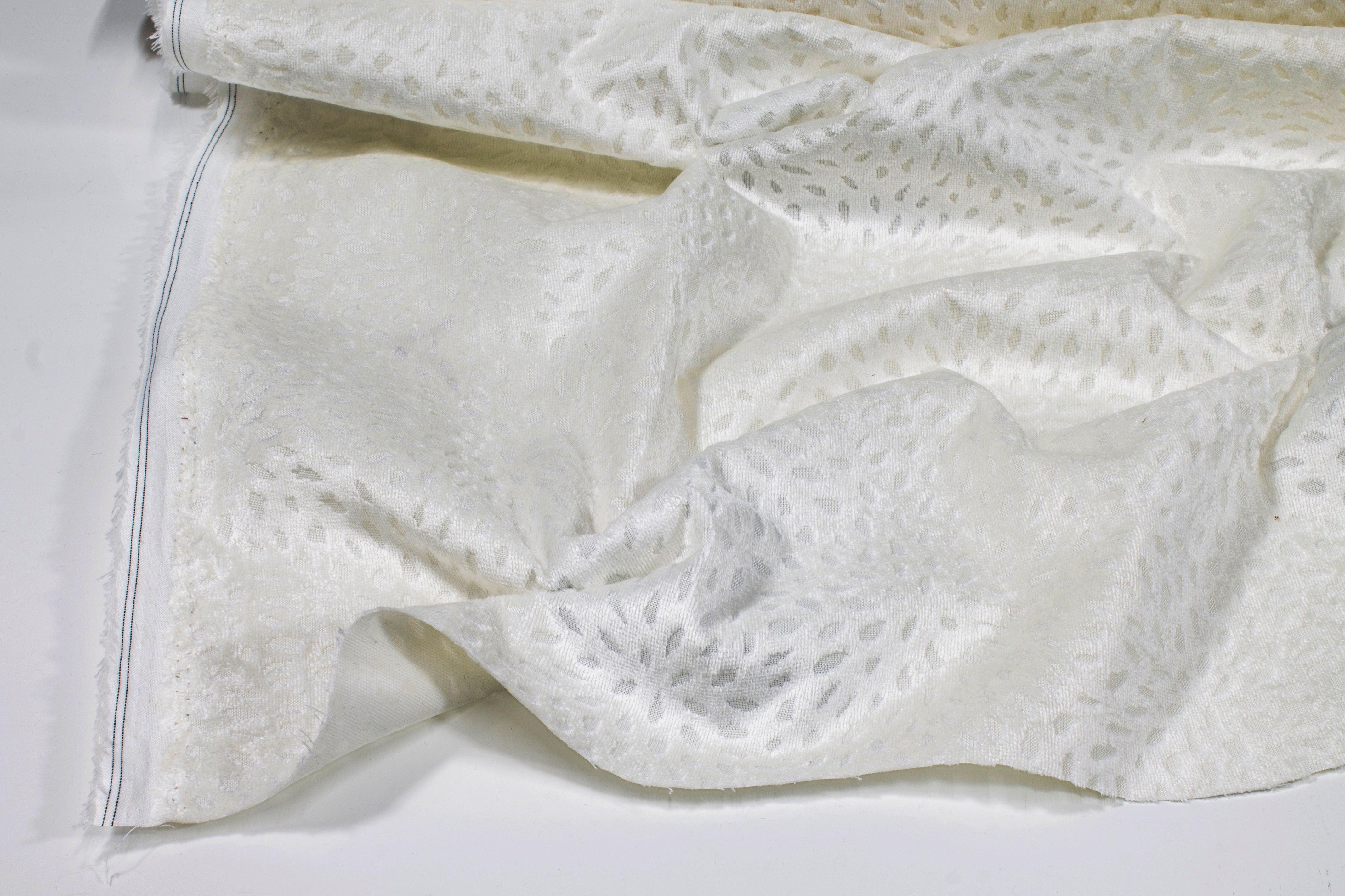 Floral Cut Velvet Upholstery - Ivory - Prime Fabrics