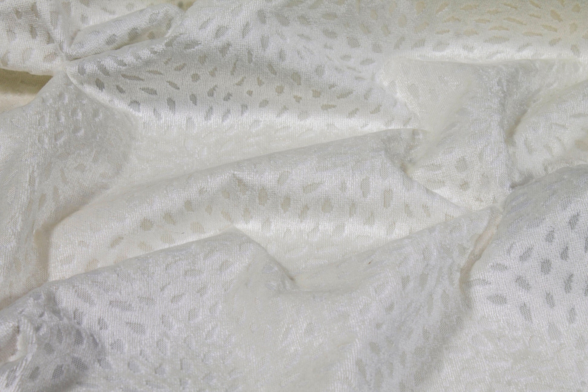 Floral Cut Velvet Upholstery - Ivory - Prime Fabrics