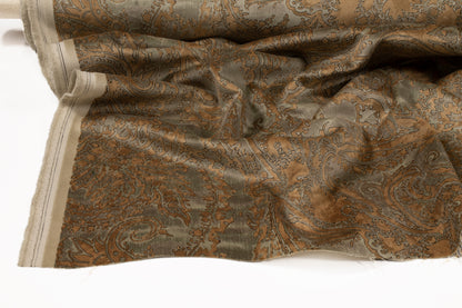 Italian Upholstery Velvet - Olive Green / Brown