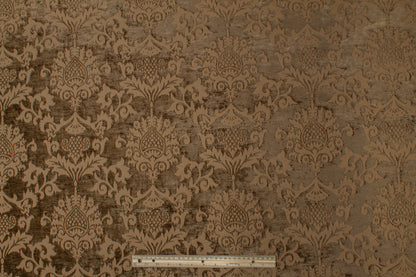 Damask Cut Upholstery Velvet - Brown