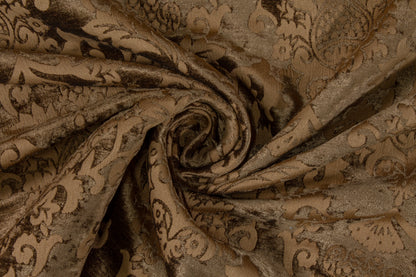 Damask Cut Upholstery Velvet - Brown