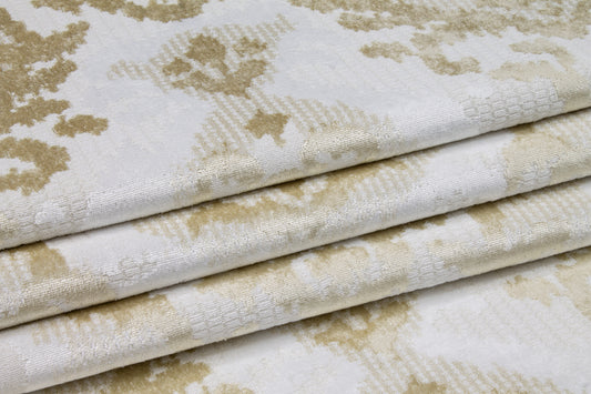 Damask Upholstery Velvet - Champagne / Off White