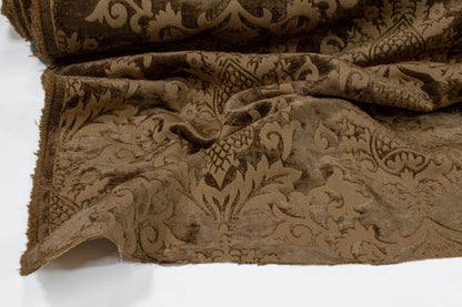 Damask Cut Upholstery Velvet - Brown