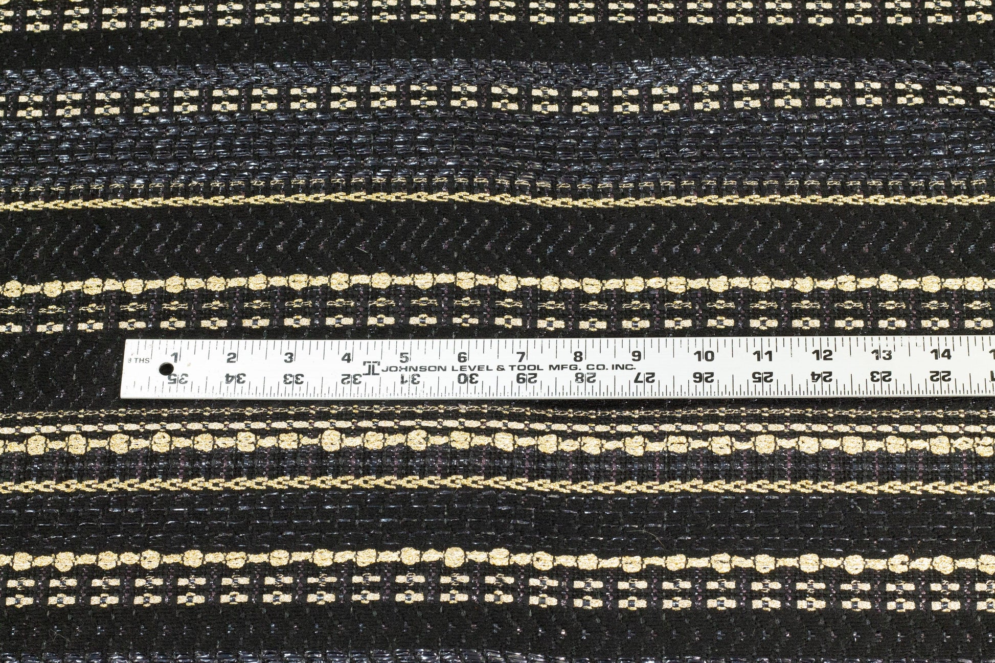 Metallic Gold and Black Striped Brocade - Prime Fabrics