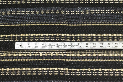 Metallic Gold and Black Striped Brocade - Prime Fabrics