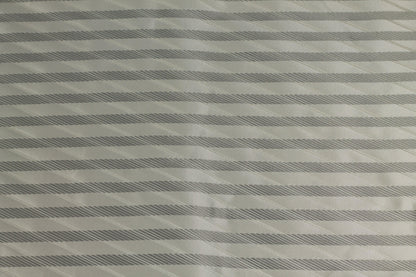 Off-White and Gray Striped Silk Satin Brocade - Prime Fabrics