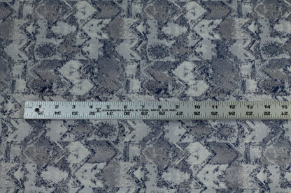 White, Navy and Metallic Silver Brocade - Prime Fabrics