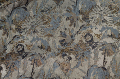 Gray, Bronze, Taupe Metallic Floral Brocade - Prime Fabrics