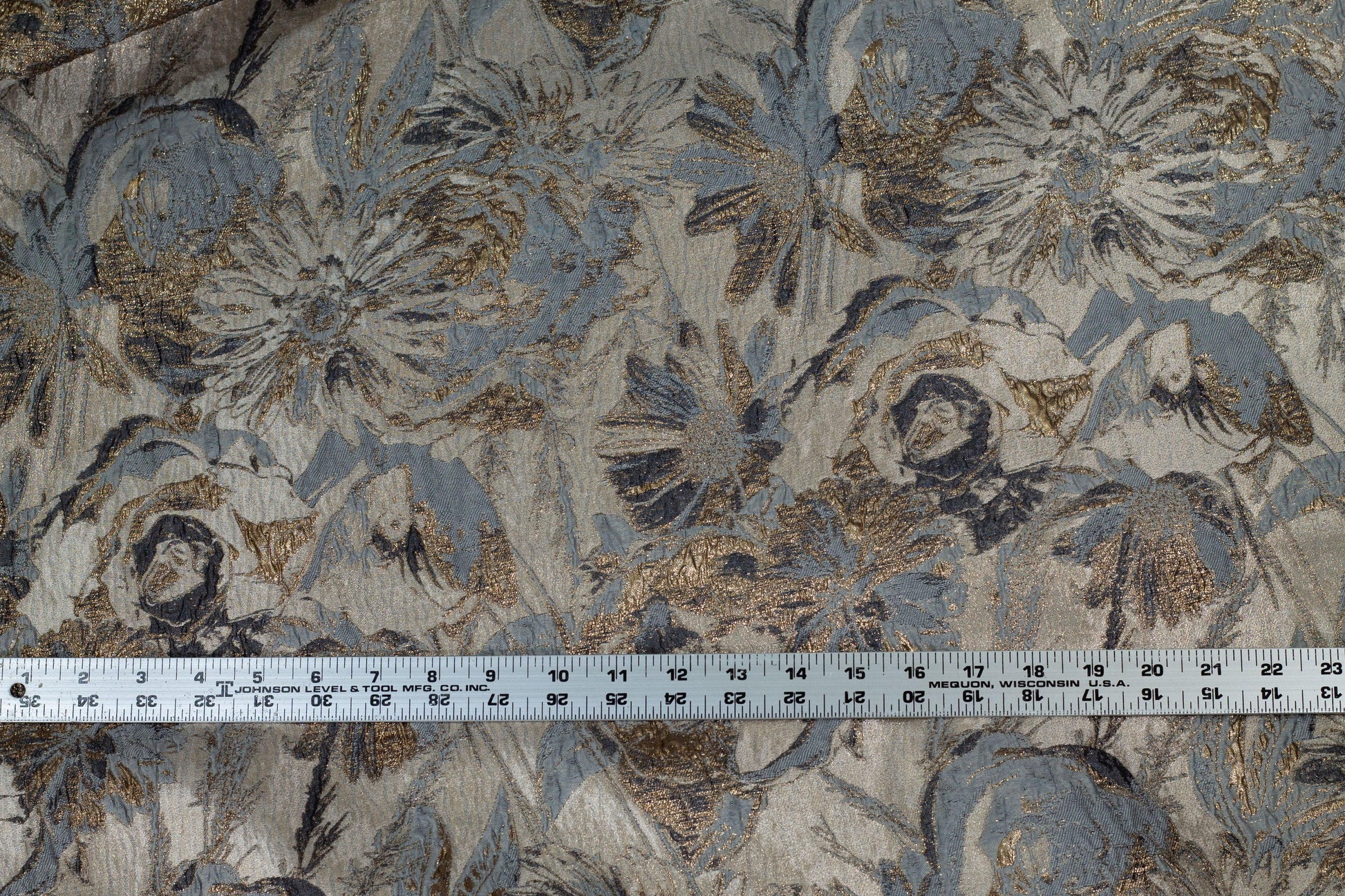 Gray, Bronze, Taupe Metallic Floral Brocade - Prime Fabrics