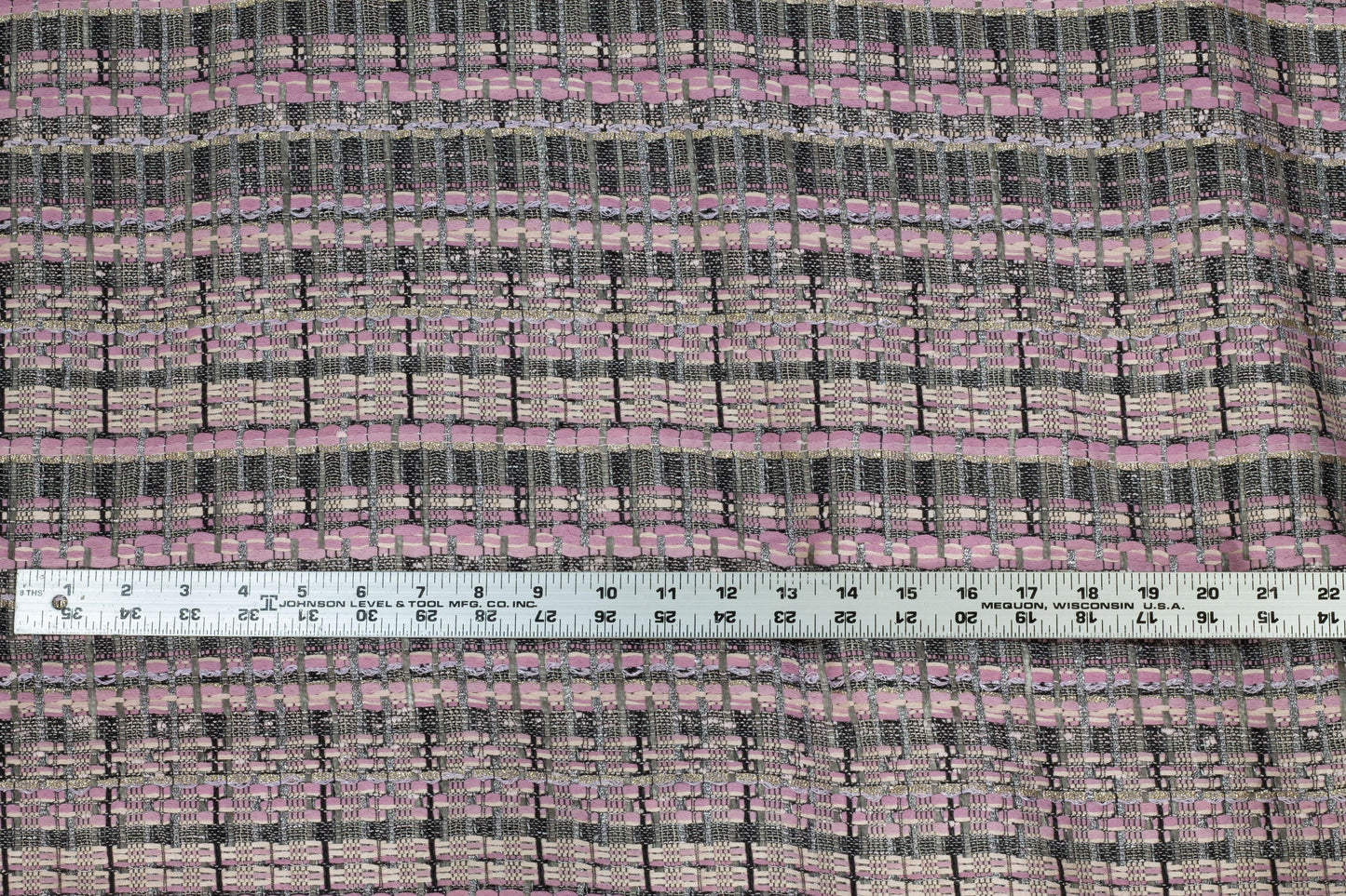 Blush, Gray, and Metallic Silver Tweed - Prime Fabrics