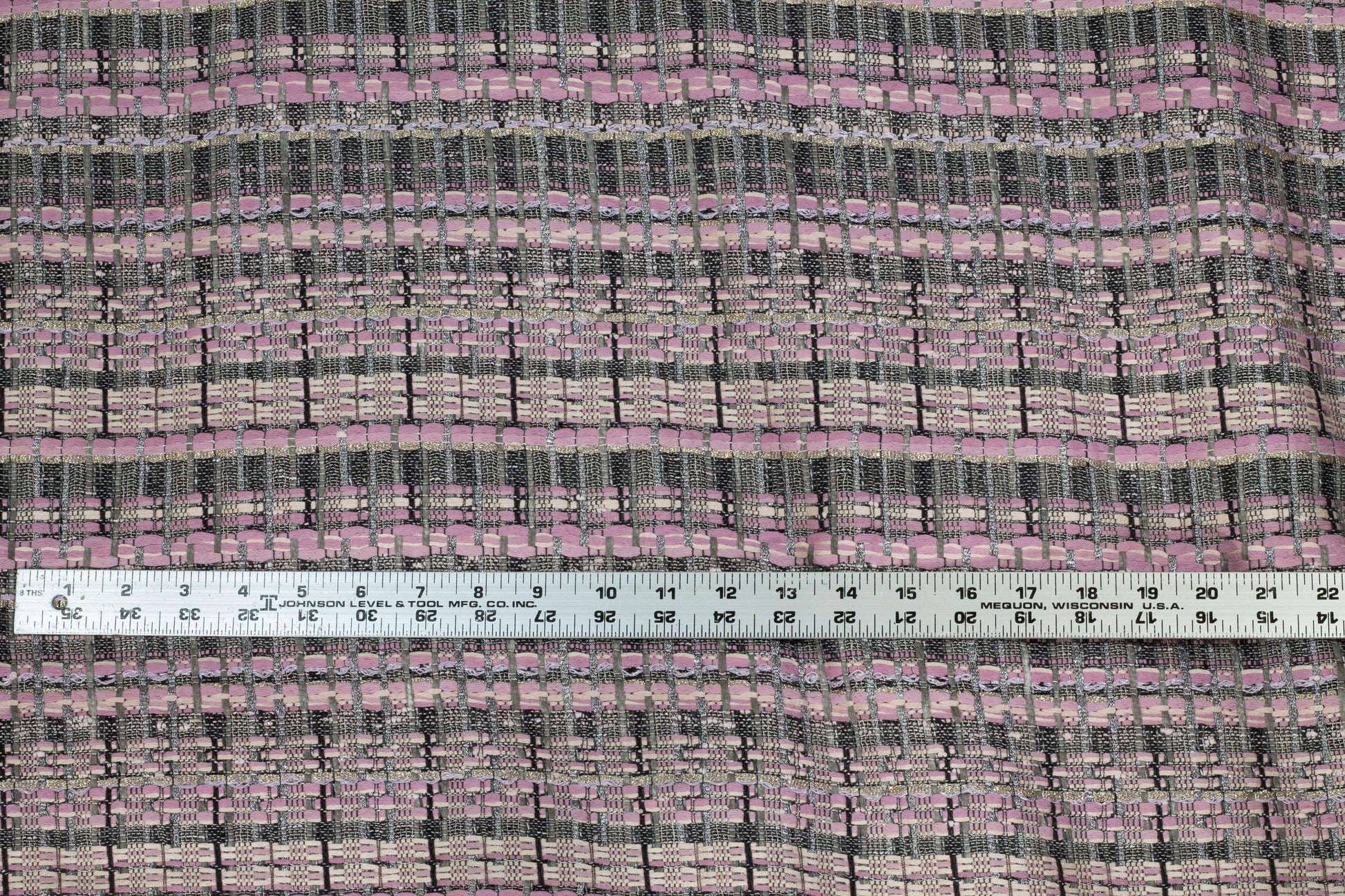 Blush, Gray, and Metallic Silver Tweed - Prime Fabrics