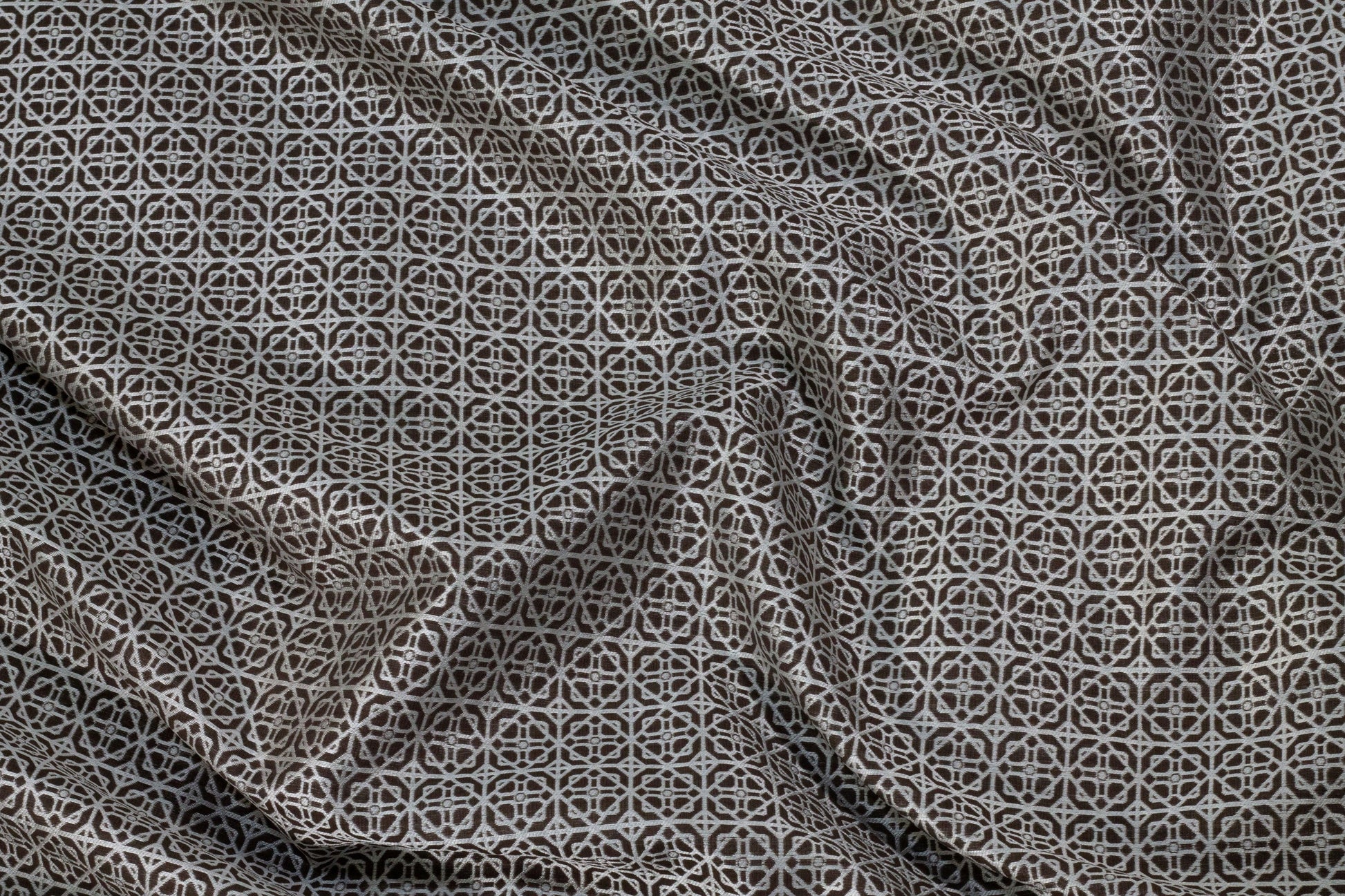 Brown and White Abstract Brocade - Prime Fabrics