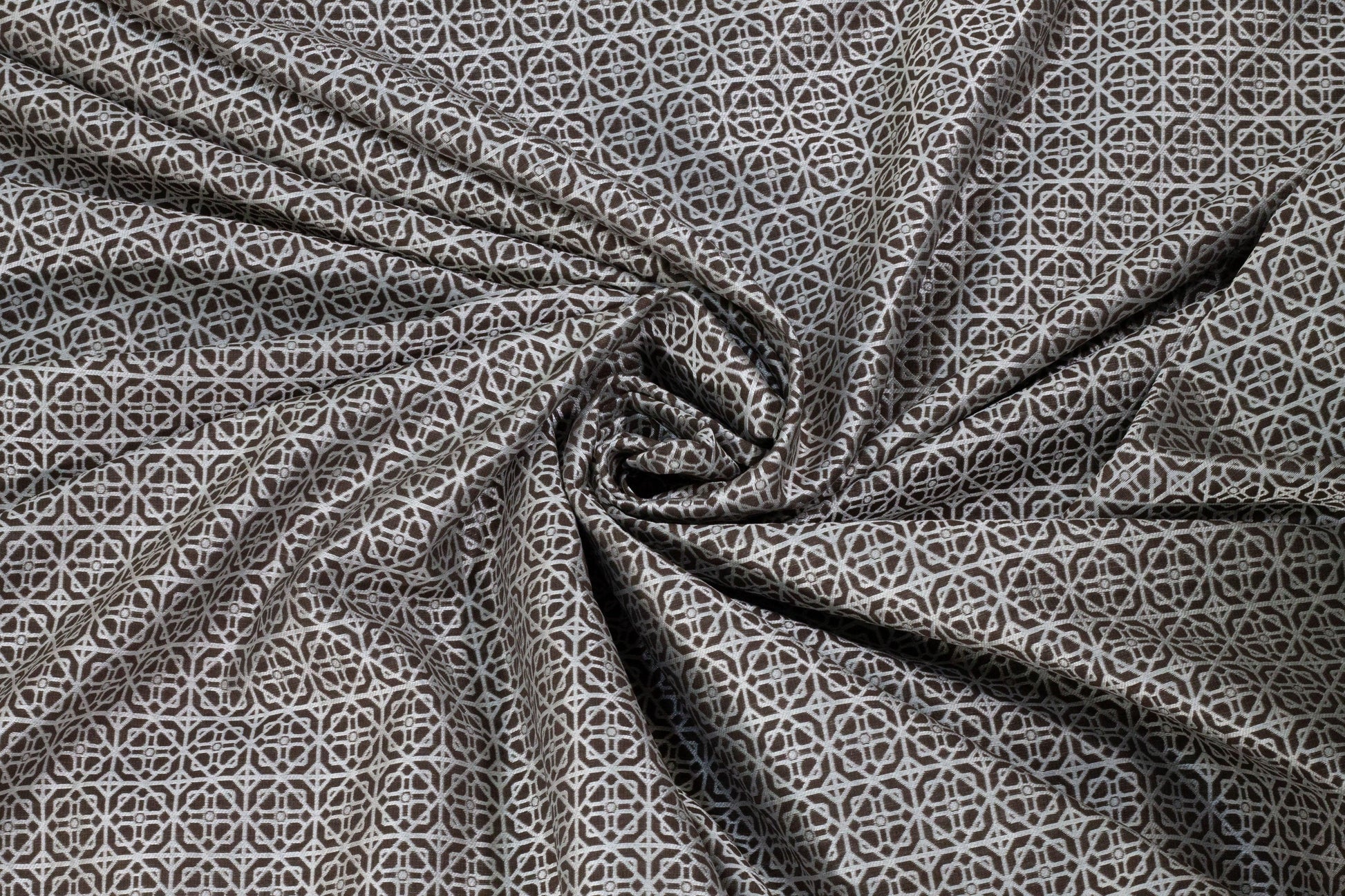 Brown and White Abstract Brocade - Prime Fabrics