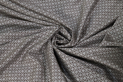 Brown and White Abstract Brocade - Prime Fabrics