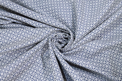 Navy Blue and Off-White Abstract Brocade - Prime Fabrics
