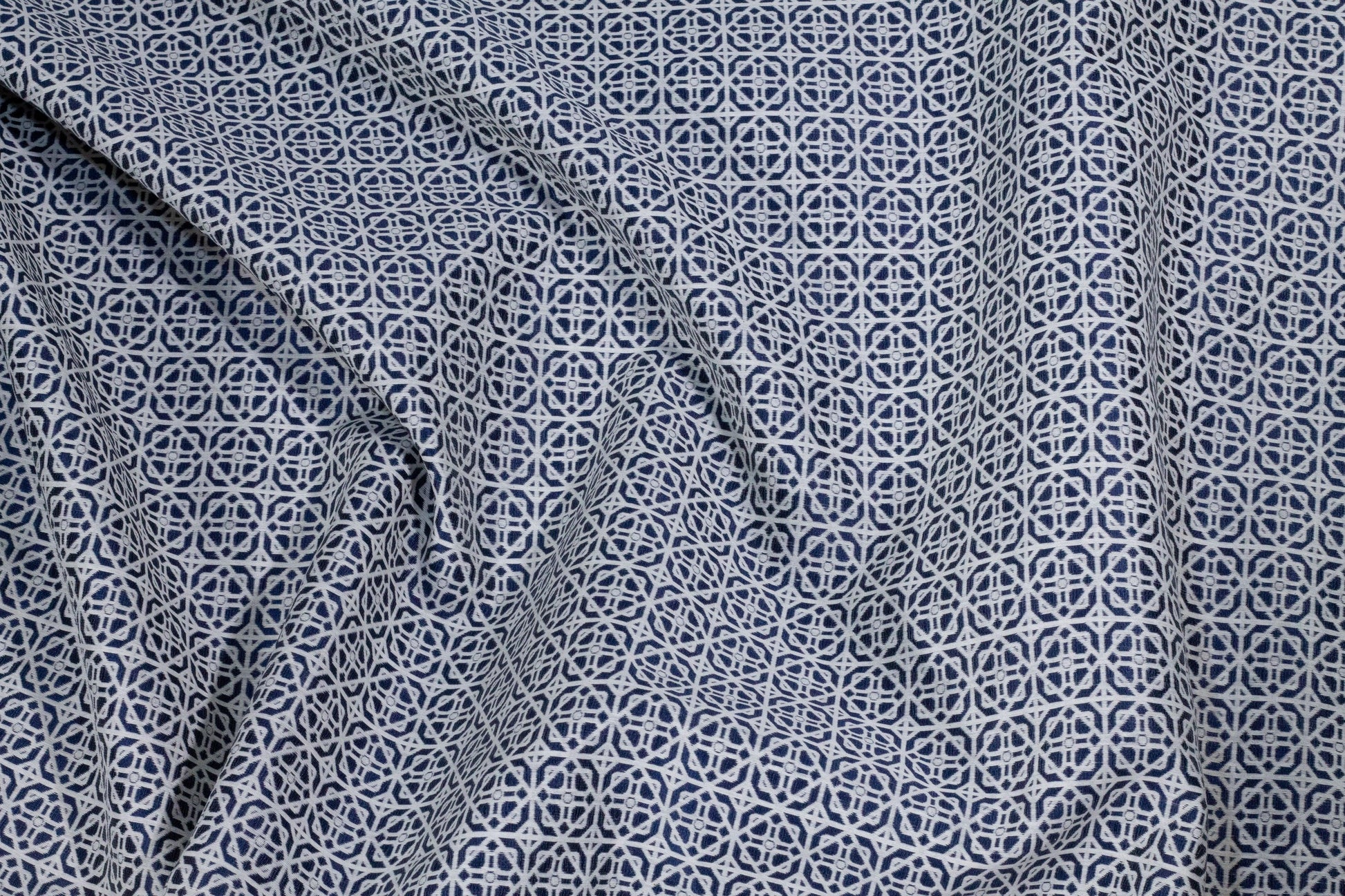 Navy Blue and Off-White Abstract Brocade - Prime Fabrics