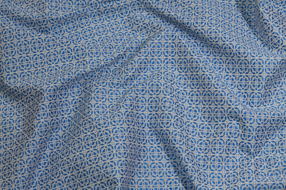 Blue and White Abstract Brocade - Prime Fabrics