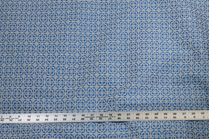 Blue and White Abstract Brocade - Prime Fabrics