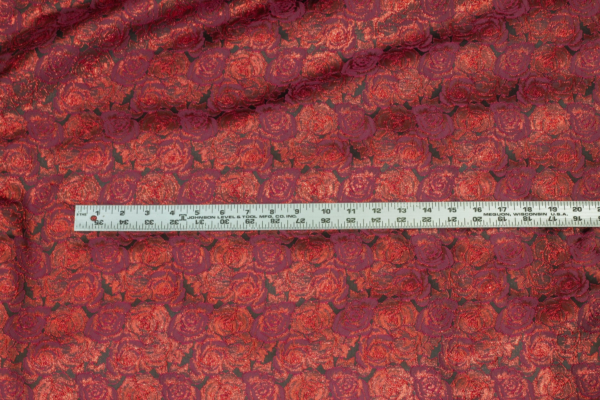 Black and Metallic Burgundy Floral Brocade - Prime Fabrics