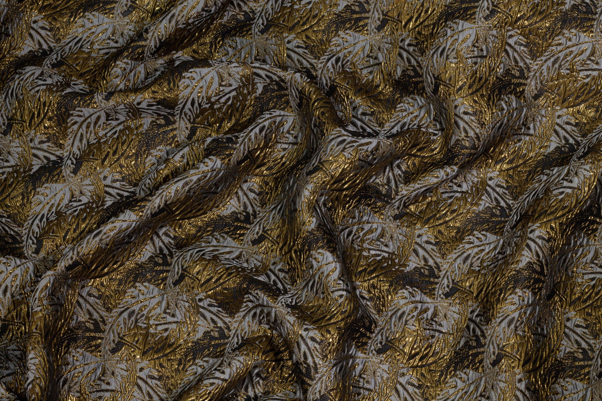 Black, Gray and Metallic Gold Brocade - Prime Fabrics