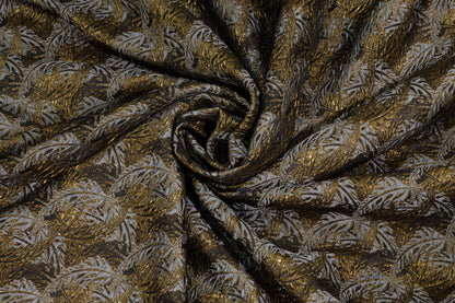 Black, Gray and Metallic Gold Brocade - Prime Fabrics