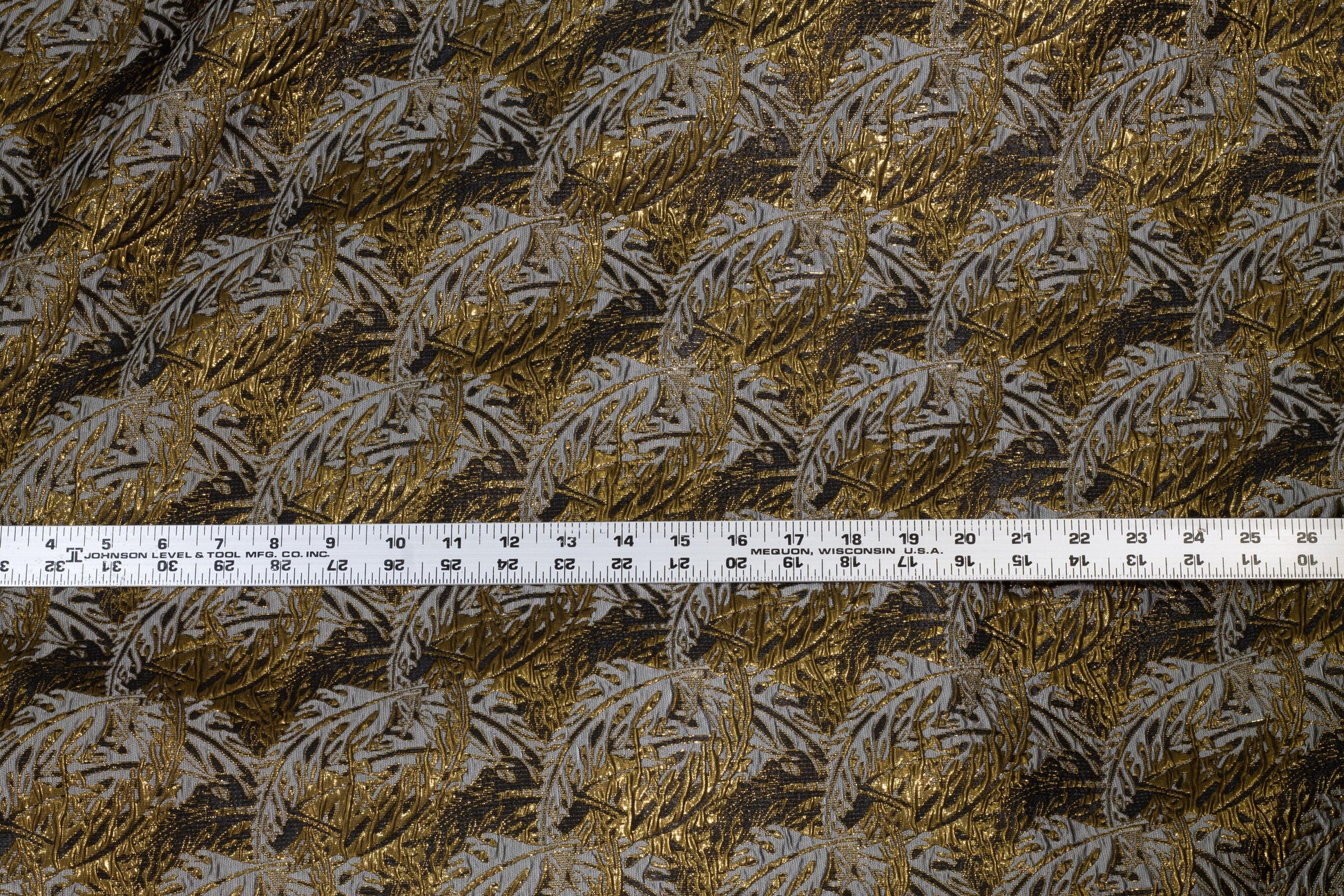 Black, Gray and Metallic Gold Brocade - Prime Fabrics