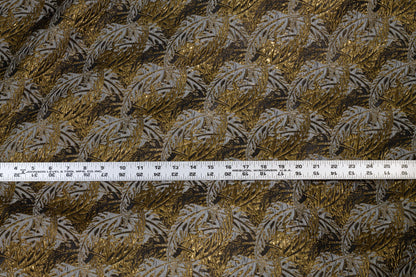 Black, Gray and Metallic Gold Brocade - Prime Fabrics