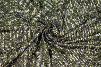 Gray and Champagne Gold Dots with Metallic Olive Branches Brocade - Prime Fabrics