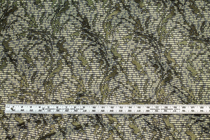 Gray and Champagne Gold Dots with Metallic Olive Branches Brocade - Prime Fabrics