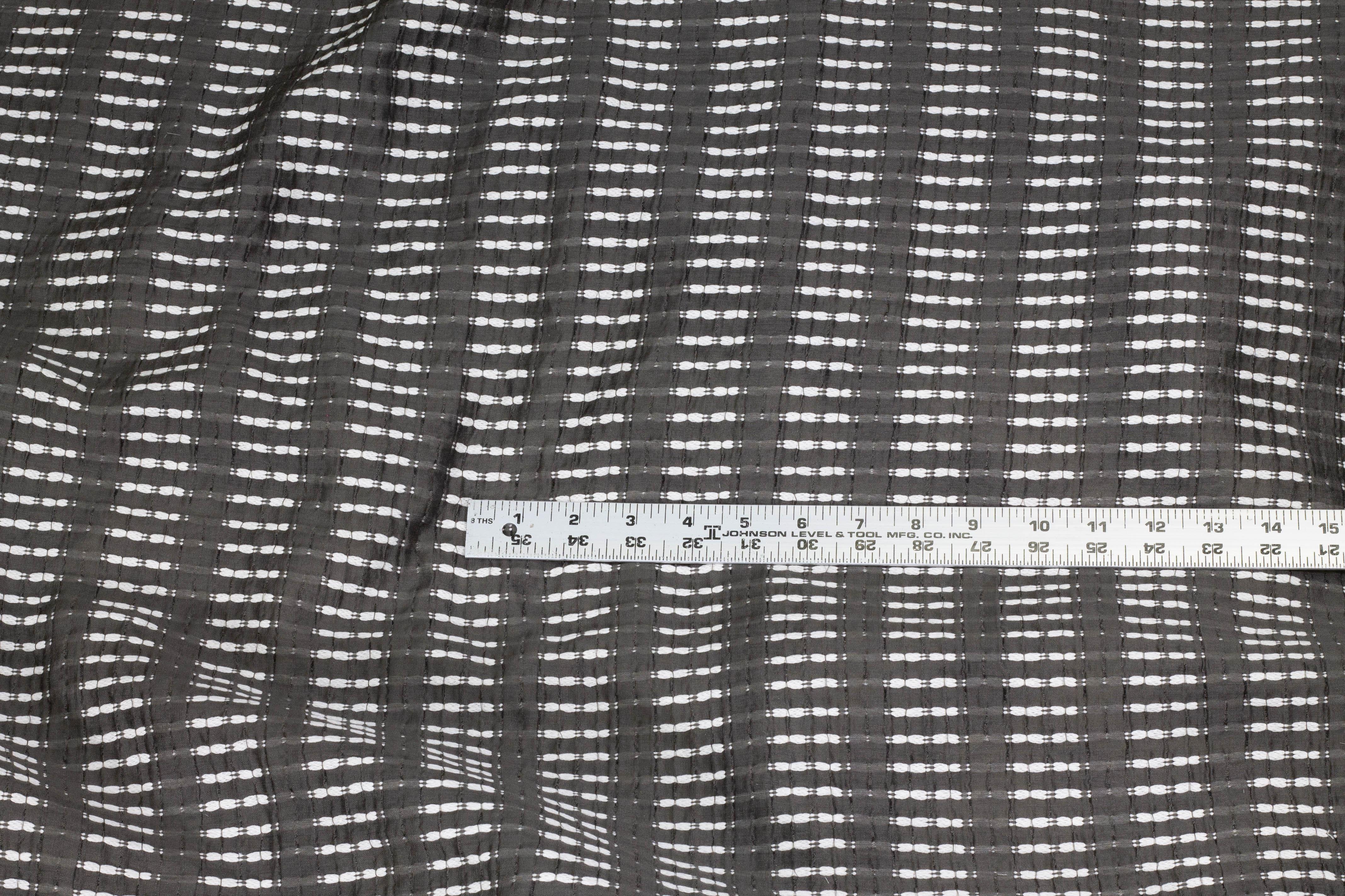 Gray and Off-White Embroidered Sheer Viscose - Prime Fabrics