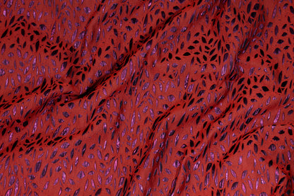Red and Metallic Purple Crushed Italian Brocade - Prime Fabrics