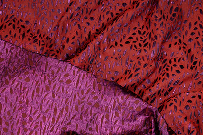 Red and Metallic Purple Crushed Italian Brocade - Prime Fabrics