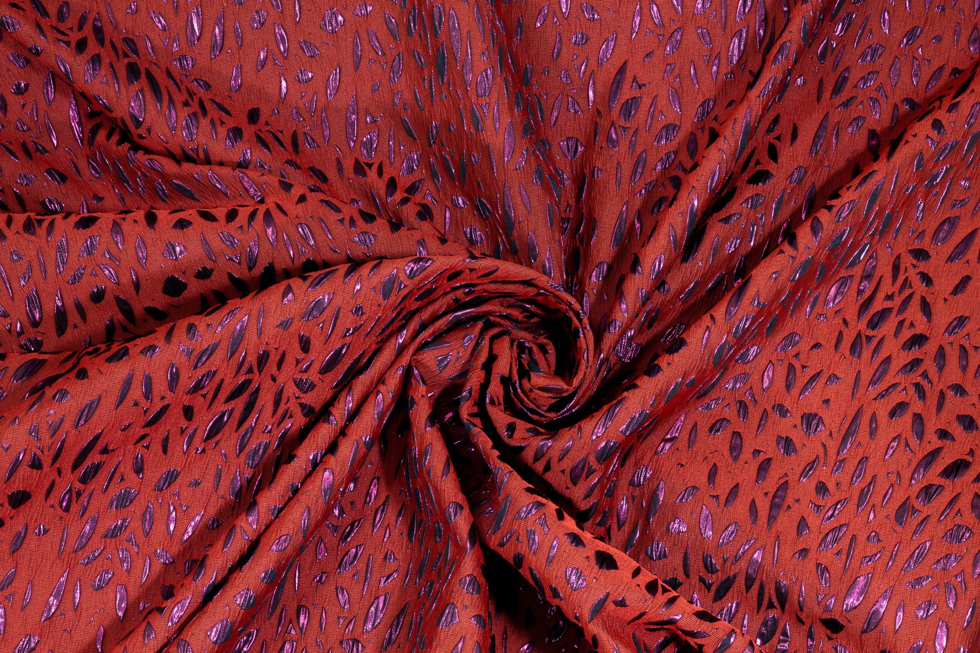 Red and Metallic Purple Crushed Italian Brocade - Prime Fabrics