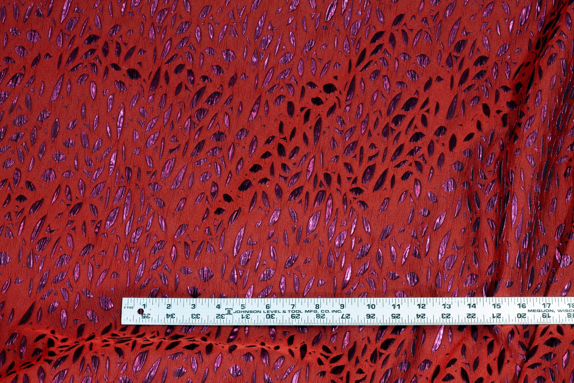 Red and Metallic Purple Crushed Italian Brocade - Prime Fabrics