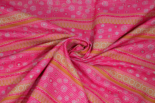Pink and Beige Abstract Metallic Italian Brocade - Prime Fabrics