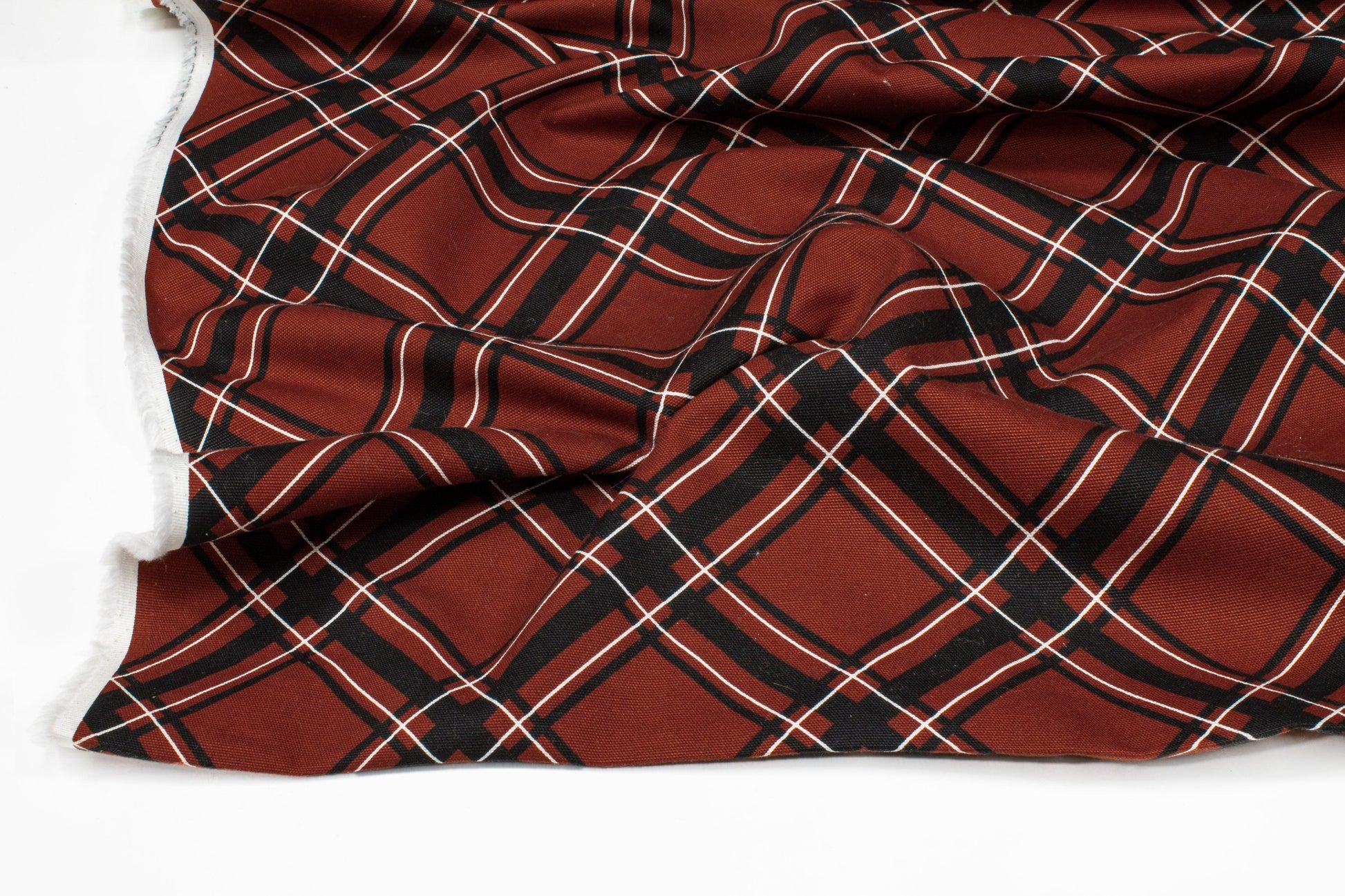 Kenzo - Red and Black Plaid Italian Cotton Canvas - Prime Fabrics