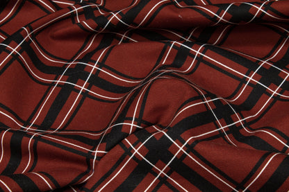 Kenzo - Red and Black Plaid Italian Cotton Canvas - Prime Fabrics