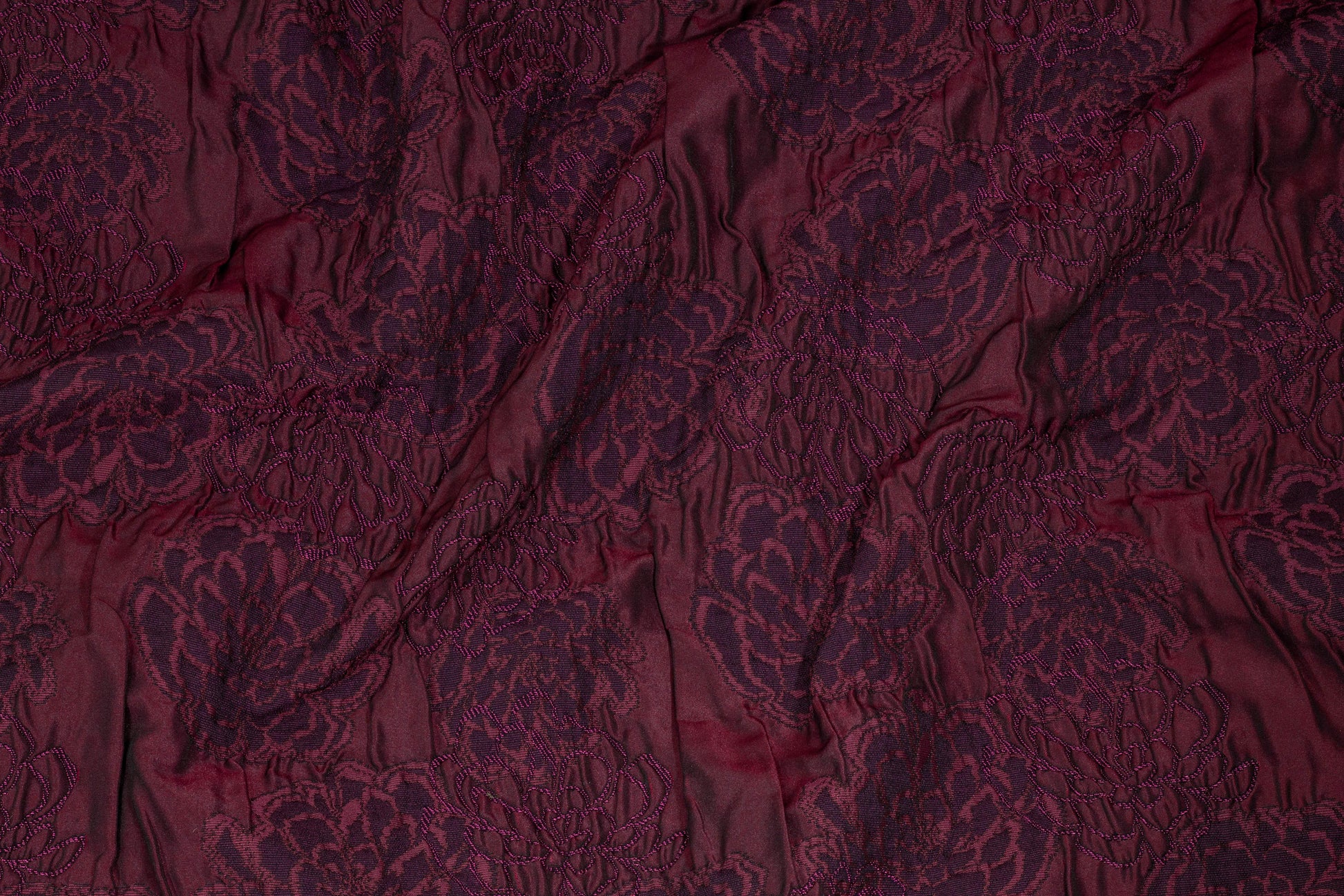 Maroon and Purple Floral Crushed French Brocade - Prime Fabrics