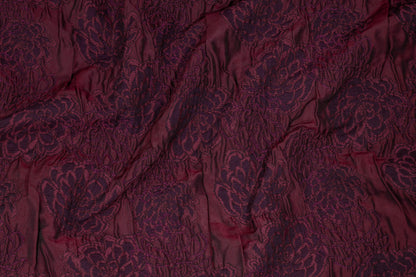 Maroon and Purple Floral Crushed French Brocade - Prime Fabrics