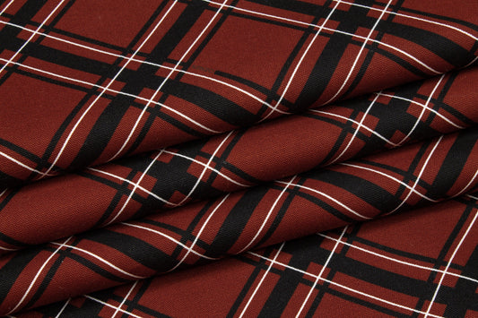 Kenzo - Red and Black Plaid Italian Cotton Canvas - Prime Fabrics