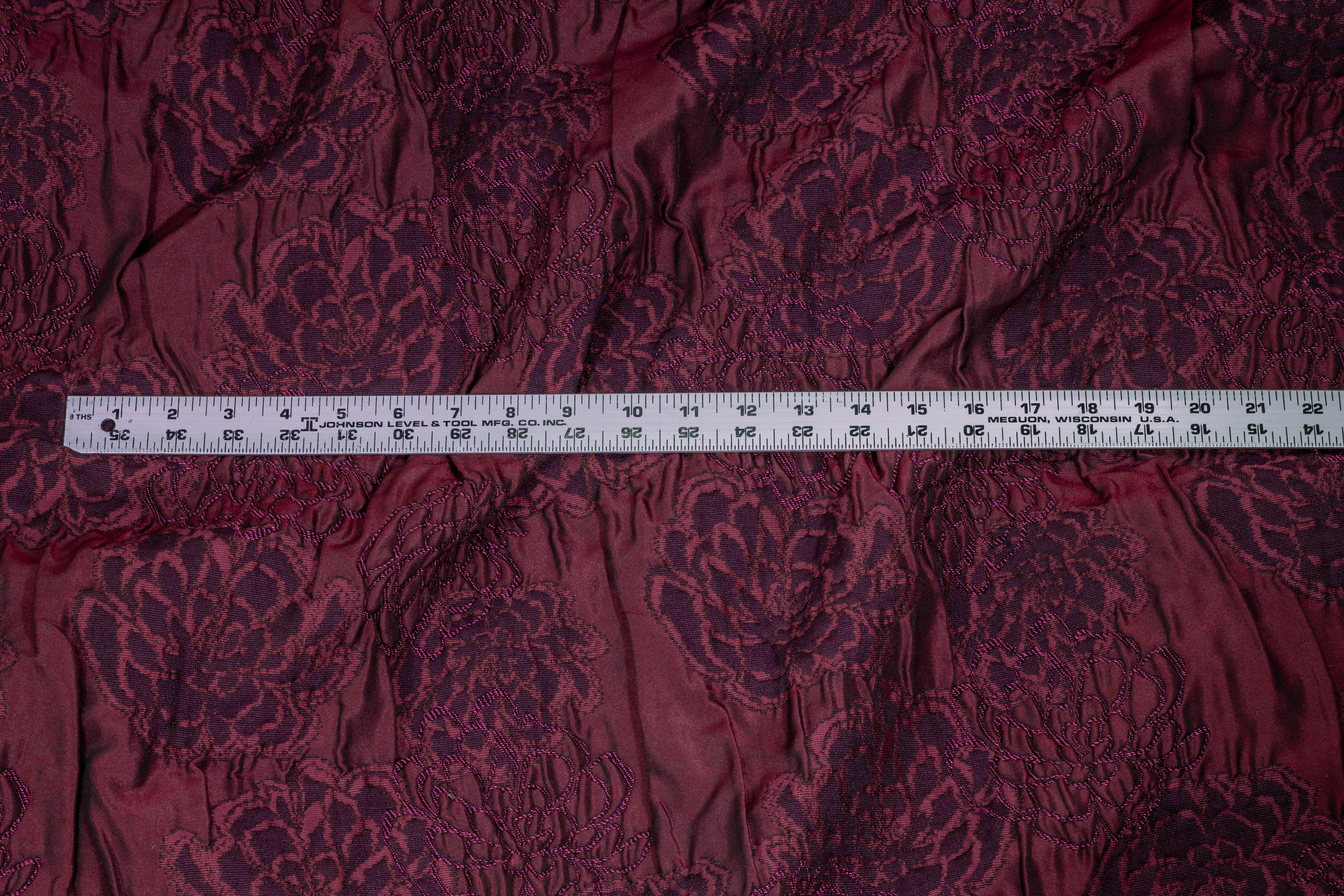 Maroon and Purple Floral Crushed French Brocade - Prime Fabrics