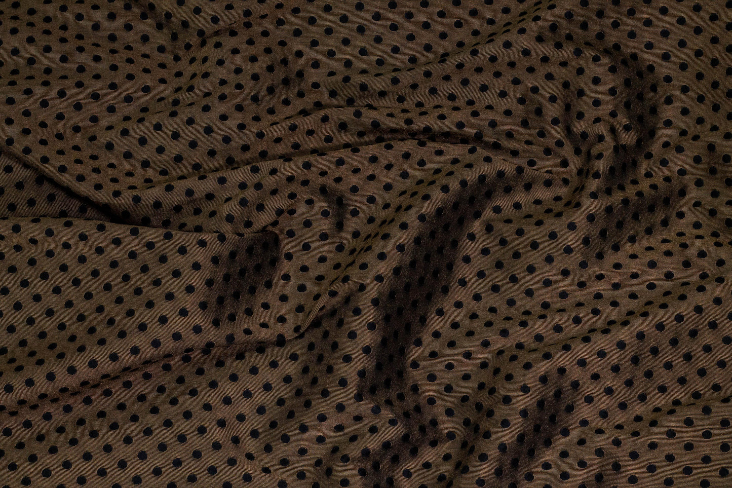 Bronze and Black Polka Dot Twill Brocade - Prime Fabrics